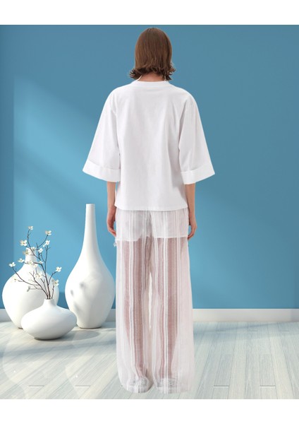 xint Kadın Kapri Kol V Yaka Yanı Yırtmaç ve Bağcık Detaylı Regular Fit Pamuklu Bluz indirimleri