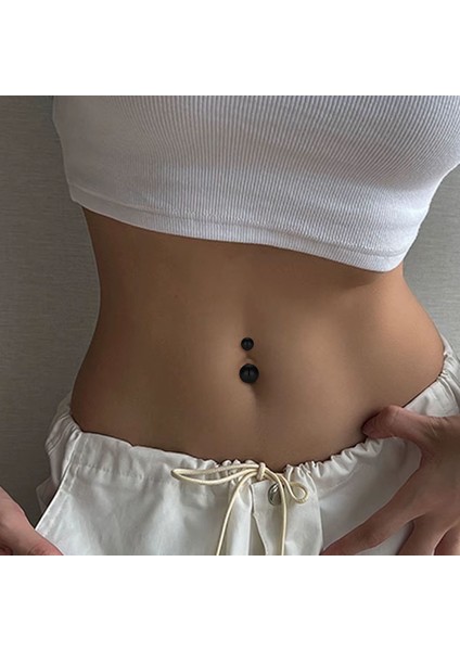 Siyah Göbek Piercingi – 316L Cerrahi Çelik - Belly Button Piercing