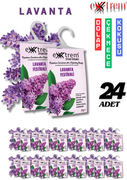 Lavanta Dolap Kokusu 24'lü Set - Doğal Esanslı - Güve ve Neme Karşı - Çeyizlik Için