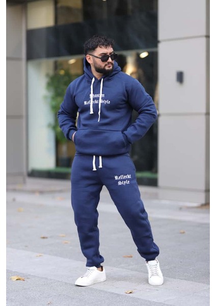 Erkek Unisex Kapüşonlu Kanguru Cepli Şardonlu 3 Iplik Kışlık Içi Polarlı Günlük Eşofman Takım fiyatları