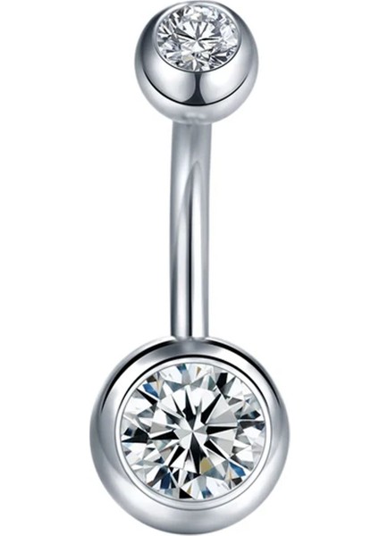 Çift Taraflı Zirkon Taşlı Göbek Piercing – 316L Cerrahi Çelik - Belly Button Piercing - Farklı Boyut Seçenekleri fiyatları