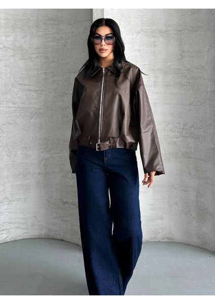 Kemer Detaylı Oversize Deri Ceket indirimleri