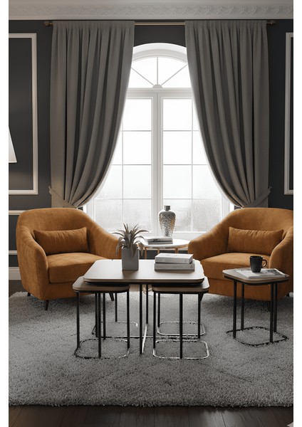 Afra 5'li Oval Kenar 4+1 Siyah Ayak Zigon Sehpa & Orta Sehpa modelleri