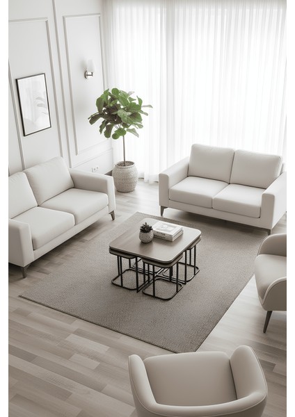 Afra 5'li Oval Kenar 4+1 Siyah Ayak Zigon Sehpa & Orta Sehpa fırsatları