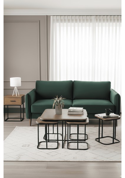 Afra 5'li Oval Kenar 4+1 Siyah Ayak Zigon Sehpa & Orta Sehpa