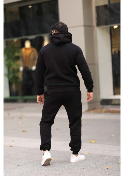 Erkek Unisex Kapüşonlu Kanguru Cepli Şardonlu 3 Iplik Kışlık Içi Polarlı Günlük Eşofman Takım indirimleri