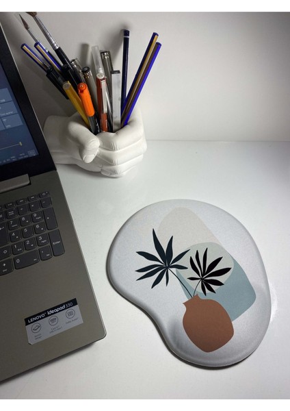 Vazo Çiçek Desenli Bilek Destekli Mouse Pad