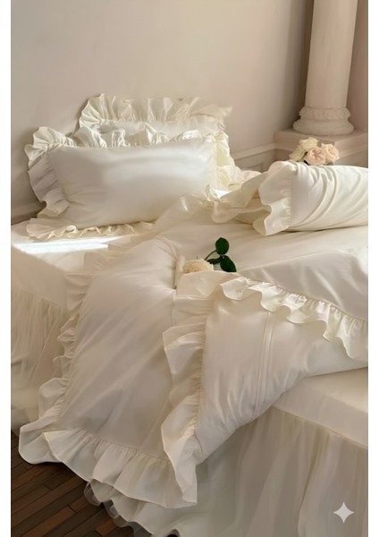 Tek Kişilik Organik Pamuklu Nevresim Seti Fırfır'lı Ekru fiyatları