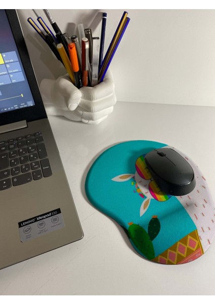 Gözlüklü Lama Desenli Renkli Bilek Destekli Mouse Pad fiyatları