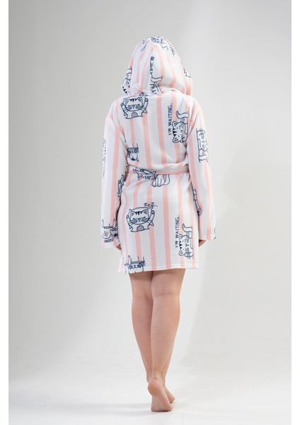 Kadın Büyük Beden Kapüşonlu Pembe Polar Sabahlık C5T8N1302 fırsatları