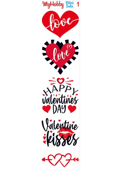 Sevgililer Gününe Özel Sulu Transfer, Aşk, Sevgi, Hobi 6*25 Cm, 4'lü Set indirimleri