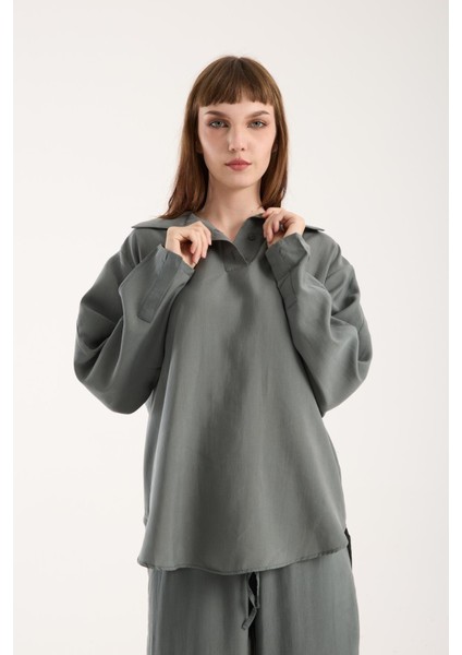 Ipeksi Yumuşaklıkta Modal Kumaş Rahat Kesim Uzun Gömlek fırsatları