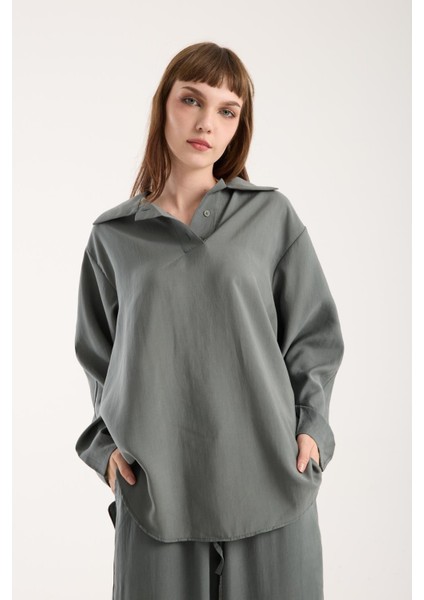 Ipeksi Yumuşaklıkta Modal Kumaş Rahat Kesim Uzun Gömlek indirimleri