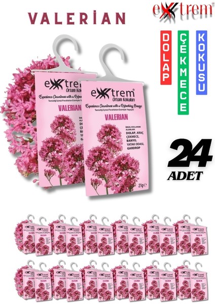 Valerian Kokulu Dolap Çekmece Kokusu 24'lü Set - Doğal Esanslı - Güve ve Neme Karşı - Çeyizlik Için