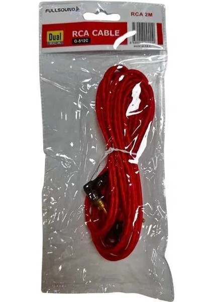 2 Rca To 2rca 2 mt L Tip Kırmızı Renk Oto Anfi Kablosu
