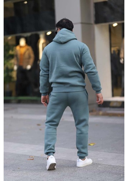 Erkek Unisex Kapüşonlu Kanguru Cepli Şardonlu 3 Iplik Kışlık Içi Polarlı Günlük Eşofman Takım fırsatları