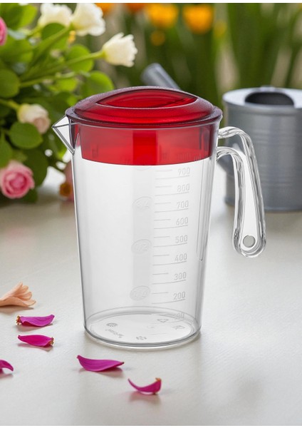 Kırılmaz Şeffaf Polikarbon Sürahi (1 Lt & 2 Lt) – Kırmızı Kapaklı, Ölçü Göstergeli, Cam Görünümlü