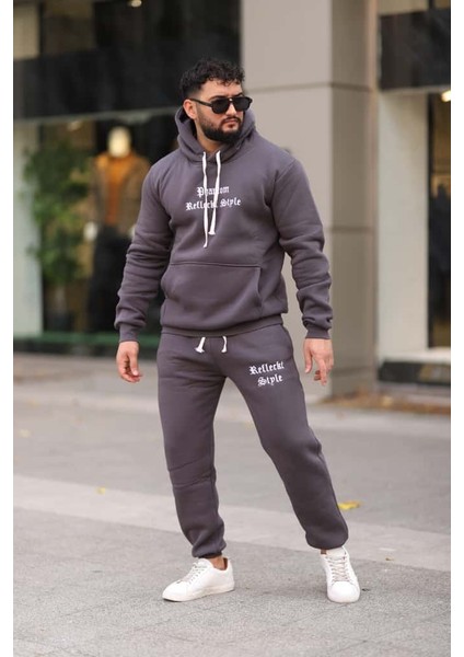 Erkek Unisex Kapüşonlu Kanguru Cepli Şardonlu 3 Iplik Kışlık Içi Polarlı Günlük Eşofman Takım fiyatları