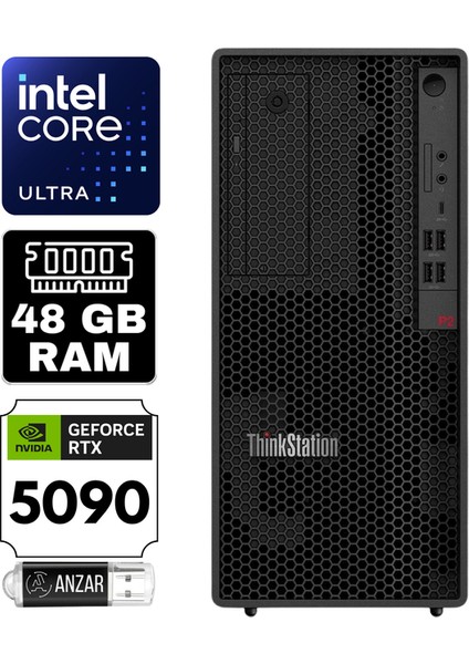 Thinkstation P2 Gen2 Intel Ultra 7 265 48GB 1tb SSD Rtx 5090 32GB Windows 11 Pro 30JQ003PTR-A11