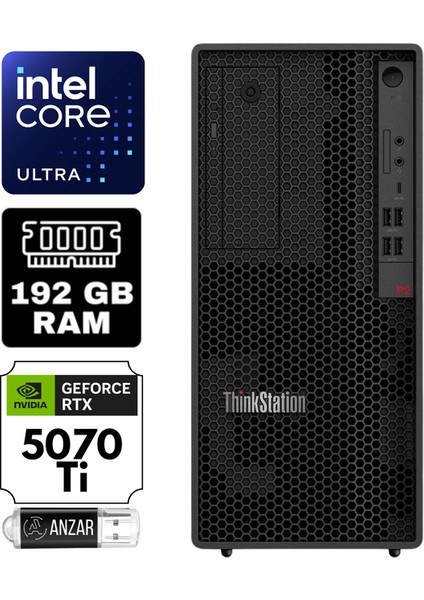 Thinkstation P2 Gen2 Intel Ultra 9 285K 192GB 2tb SSD Rtx 5070TI 16GB Windows 11 Home 750W Tower 30JQ003PTR-A32