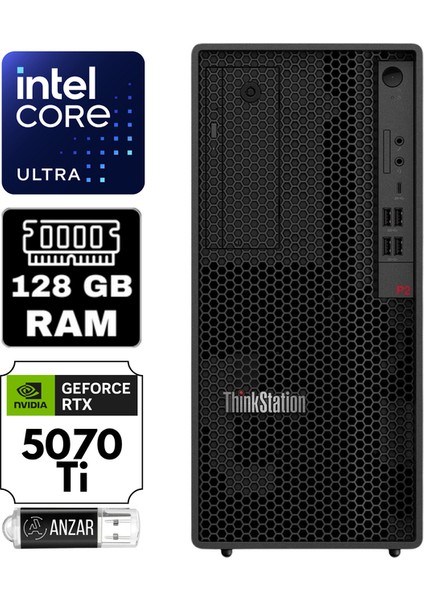 Thinkstation P2 Gen2 Intel Ultra 7 265 128GB 4tb SSD Rtx 5070TI 16GB Windows 11 Home 750W Tower 30JQ003PTR-A28