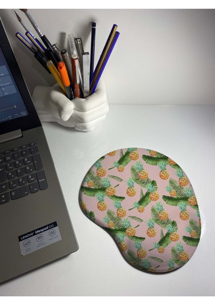 Tropikal Ananas Desenli Bilek Destekli Mouse Pad