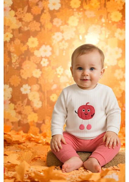 Kız Bebek Ikili Takım – Sevimli Desenli Sweatshirt ve Alt, Organik Pamuklu Rahat Günlük Set