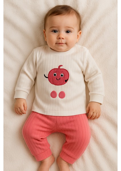 Kız Bebek Ikili Takım – Sevimli Desenli Sweatshirt ve Alt, Organik Pamuklu Rahat Günlük Set