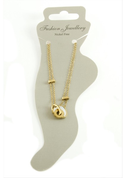 Techmrt Kalp Sedef Lüks Çelik Halhal-Sarı