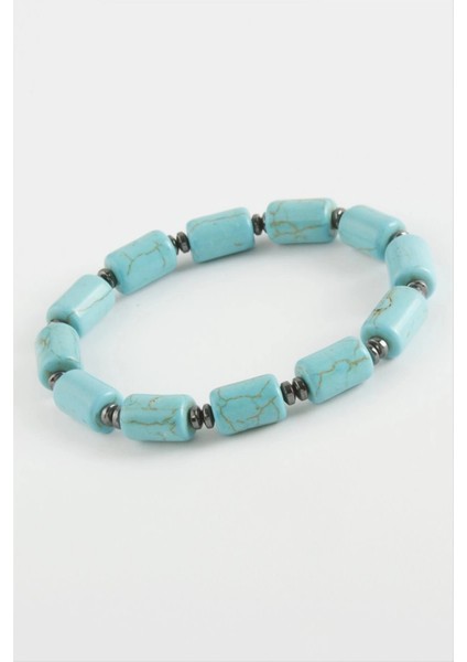 Silindir Turkuaz Doğaltaş Bileklik