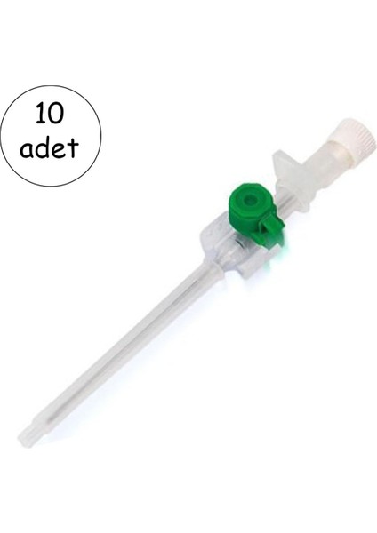 Piercing Delim Iğnesi 1.3 mm Yeşil Steril Tek Kullanımlık Anjiokat 10 Adet (Kulak, Dudak, Kaş Delimi)