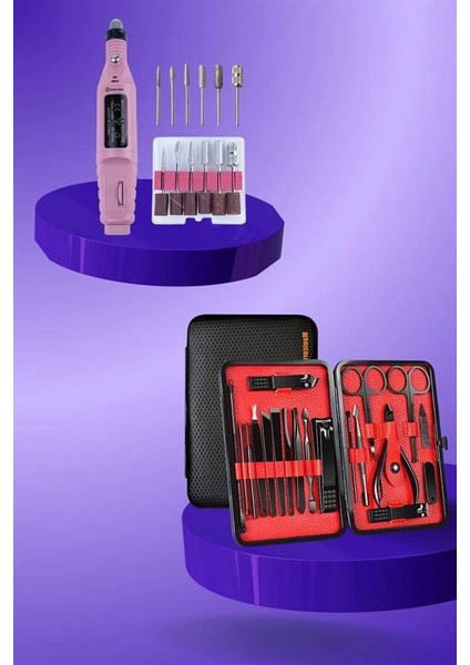 Elektrikli Manikür Pedikür Seti Ikili Set 17 Parça Tırnak Bakımı Nasır Temizleme Tırnak Şekillendirme indirimleri