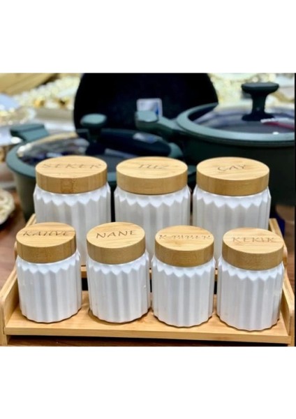 7'li Bambu Kapak Standlı Baharat Seti modelleri