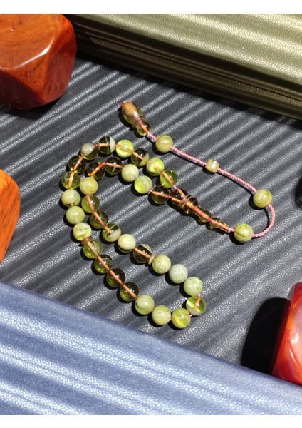 Ateş Kehribar Tesbih Yeşil Renk Usta Yapımı fiyatları