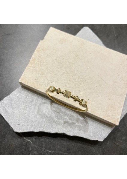 Ysx Jewelry Altın Rengi Taşlı Kare Detaylı Kelepçe modelleri