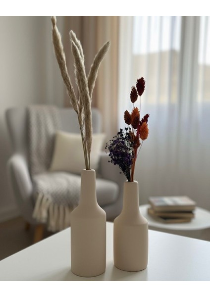 Doğal Ahşap Dekoratif Vazo Seti (20CM-17CM) 2 Parça