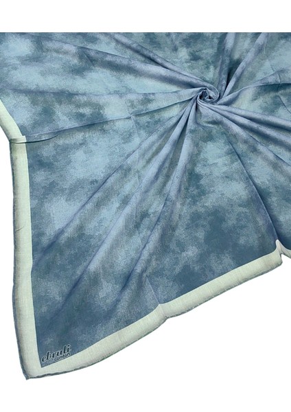 Ebruli Soft Pamuklu Desenli Eşarp - 95X95 cm