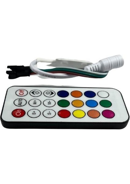 SP104E WS2811-WS2812 Volt Argb Pixel Kontrol Devresi 21 Tuşlu Rf Kumandalı Magic LED