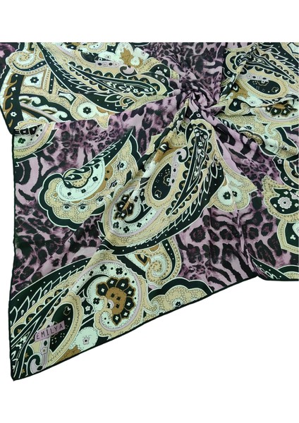 Emilya Fres Krep Leopar Desenli Eşarp 90X90 cm