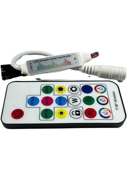 SP104E WS2811-WS2812 Volt Argb Müzikli Pixel Kontrol Devresi Rf Kumandalı Magic LED