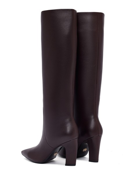 Kadın Bordo Kalın Topuklu Deri Çizme 25WFD491918