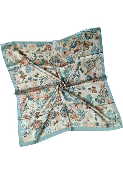 Buqle Jan Jan Çiçek Desenli Saten Eşarp - 100X100 cm modelleri