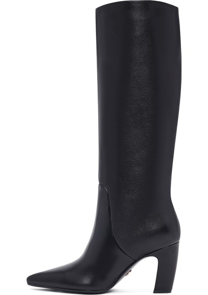 Kadın Siyah Kalın Topuklu Deri Çizme 25WFD491918 fırsatları