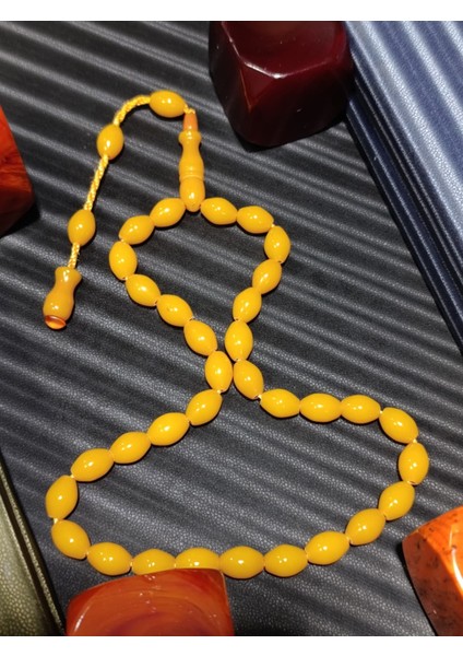 Sarı Sıkma Çubuk Kehribar Tesbih fiyatları