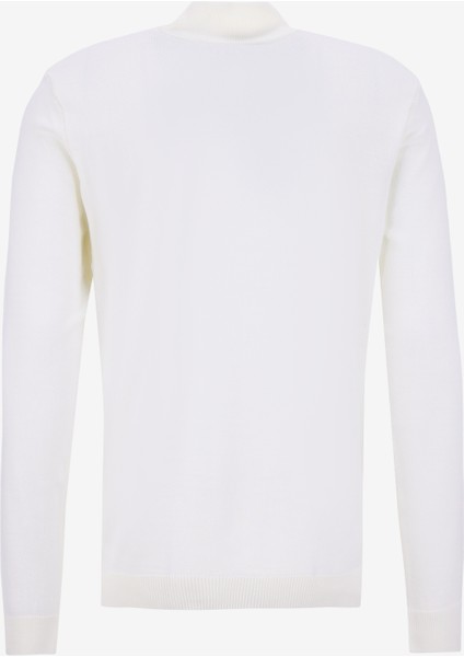 Dik Yaka Basic Düz Ekru Erkek Kazak PBF5WM-KZK9556 fiyatları