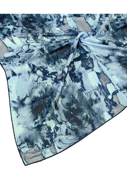 Valino Çiçek Desenli Şifon Eşarp – 90X90 cm