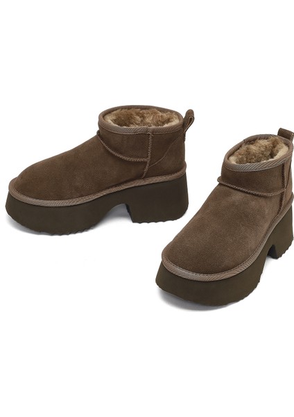 Kadın Vizon Kalın Tabanlı Süet Deri Teddy Bot 25WFD492910 modelleri