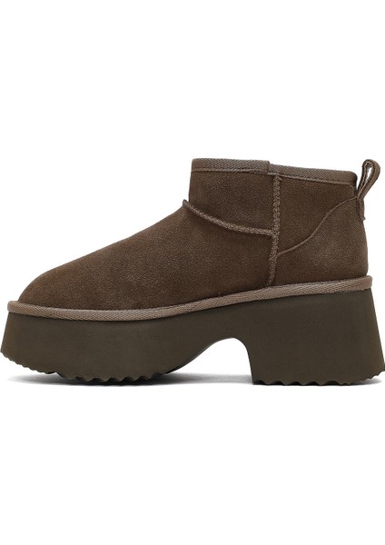 Kadın Vizon Kalın Tabanlı Süet Deri Teddy Bot 25WFD492910 fırsatları