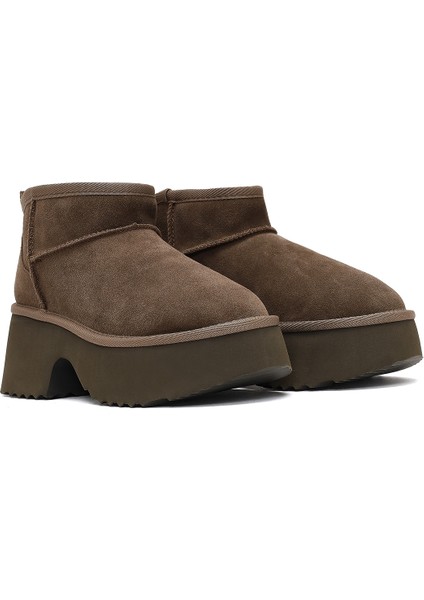 Kadın Vizon Kalın Tabanlı Süet Deri Teddy Bot 25WFD492910 indirimleri