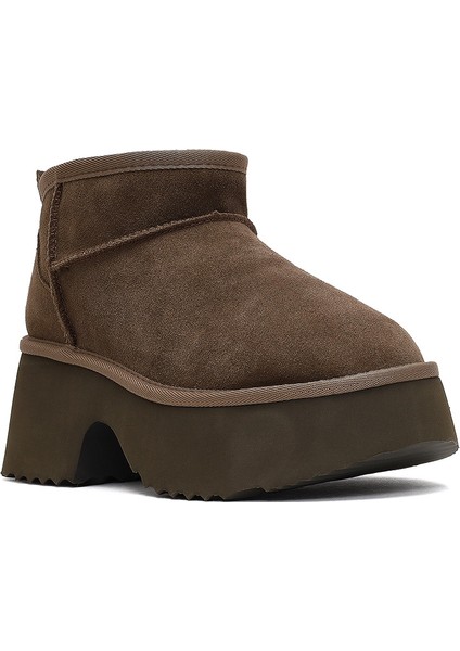 Kadın Vizon Kalın Tabanlı Süet Deri Teddy Bot 25WFD492910